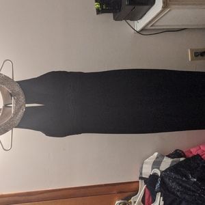 Navy blue formal dress.